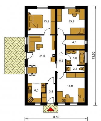 Grundriss des Erdgeschosses - BUNGALOW 121